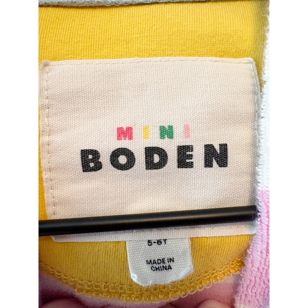 Mini Boden Girls Pink Striped Terry Cloth Ice Cream Cupcake Toweling Hoodie 5-6Y - Picture 6 of 6